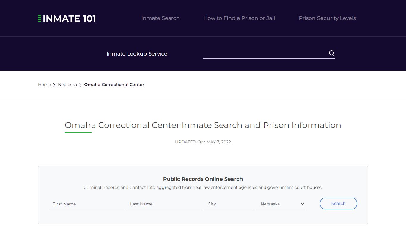 Omaha Correctional Center Inmate Search, Visitation, Phone ...