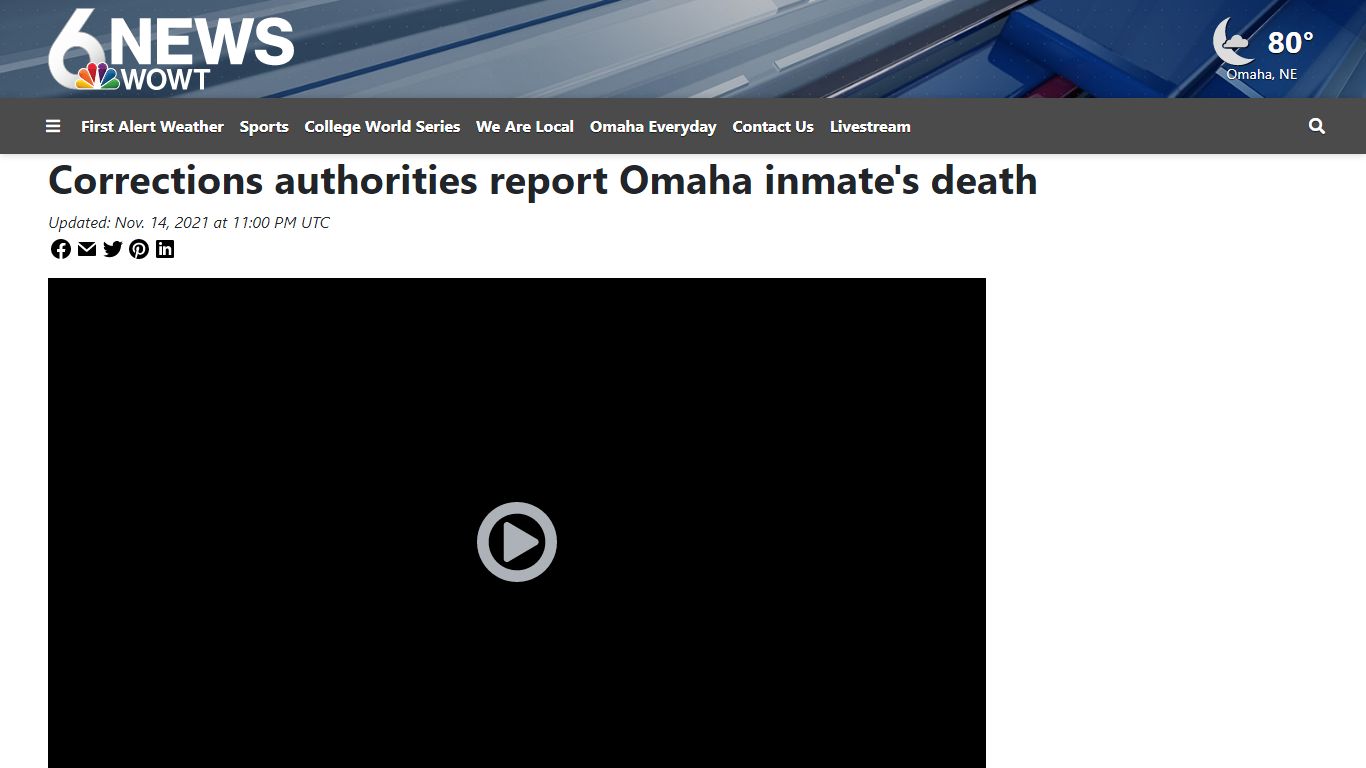 Corrections authorities report Omaha inmate's death