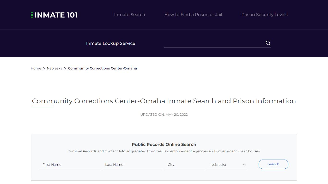 Community Corrections Center-Omaha Inmate Search ...